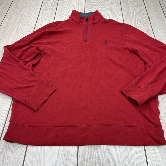 Polo‎ Ralph Lauren 1/4 Zip Sweater Mens X-Large Red Pony Logo Casual Outdoor - Picture 1 of 8